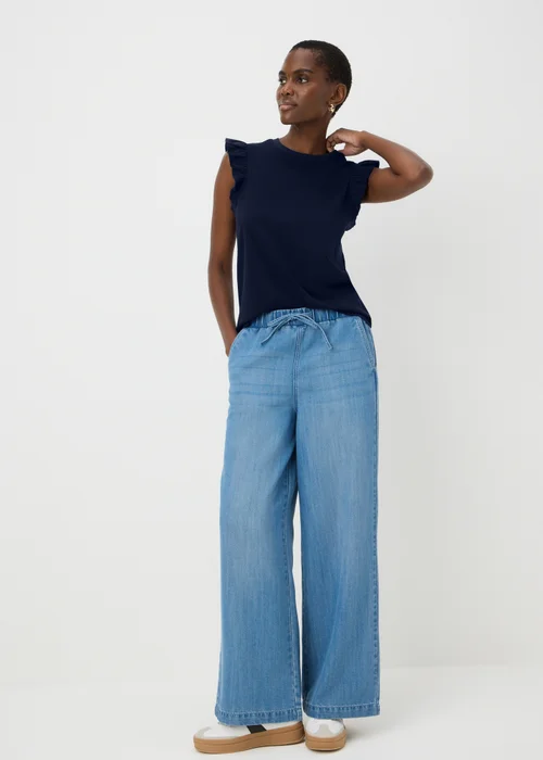 Navy Ruffle Sleeve T-Shirt - 8 Image 1