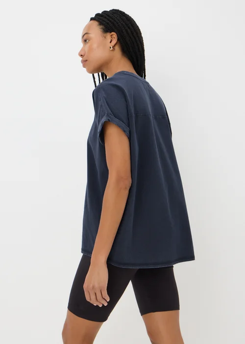 Blue Acid Wash Longline T-Shirt - S Image 2