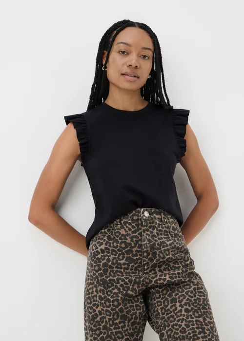 Black Ruffle Vest Top - 8 Image 1