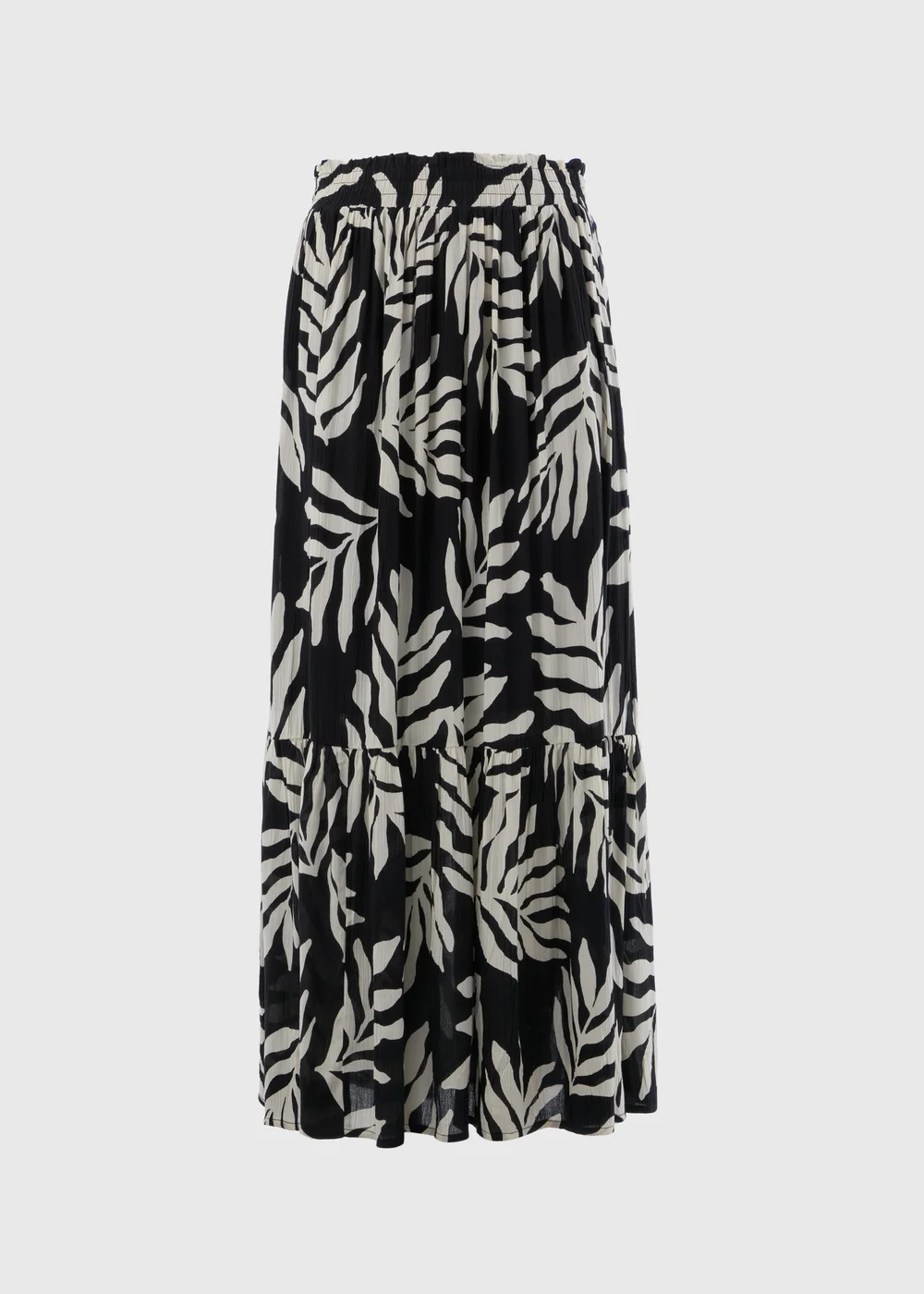 Black Monochrome Leaf Cheesecloth Maxi Skirt - 8 Image 4