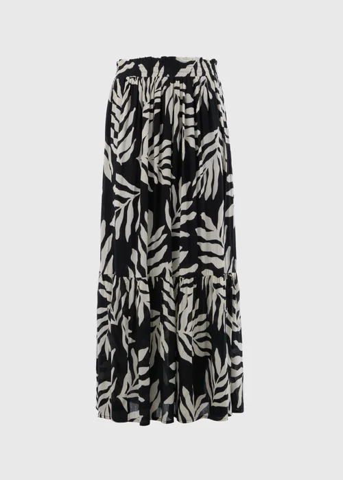 Black Monochrome Leaf Cheesecloth Maxi Skirt - 8 Image 4