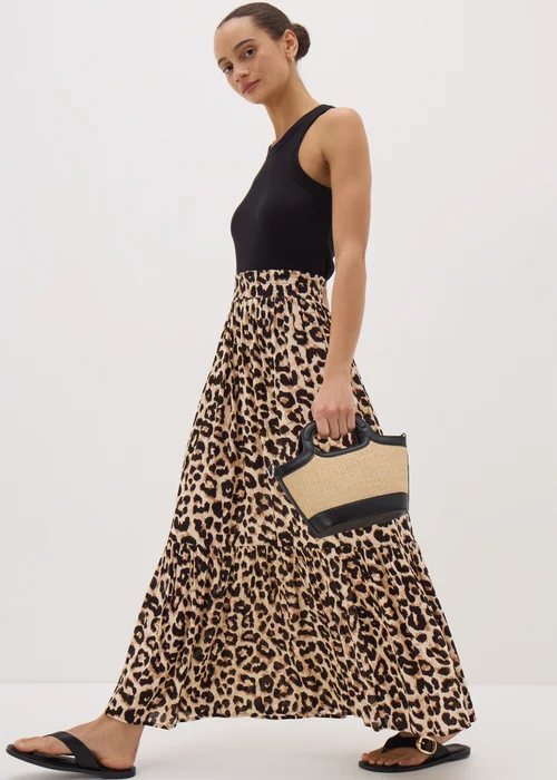 Brown Leopard Print Cheesecloth Maxi Skirt - 8 Image 1