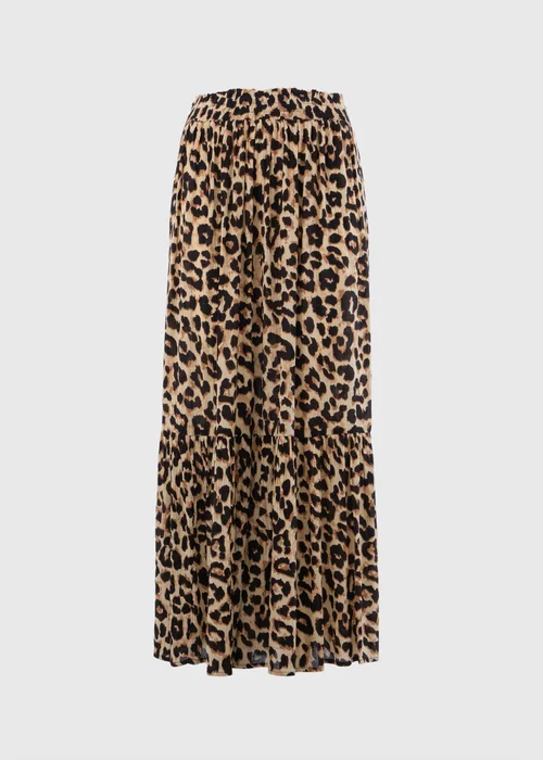 Brown Leopard Print Cheesecloth Maxi Skirt - 8 Image 4