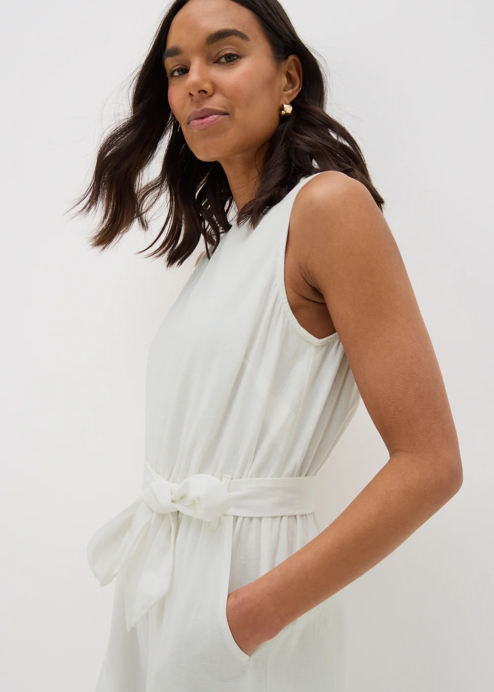Ecru Linen Blend Jumpsuit - 8 Image 2