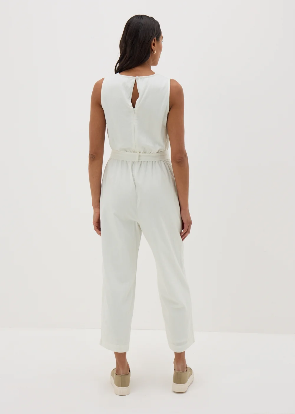 Ecru Linen Blend Jumpsuit - 8 Image 3