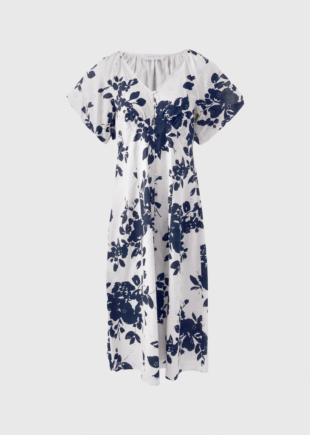 Navy Floral Broderie Anglaise Midi Tea Dress - 8 Image 4