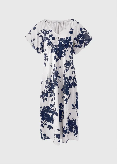 Navy Floral Broderie Anglaise Midi Tea Dress - 8 Image 4