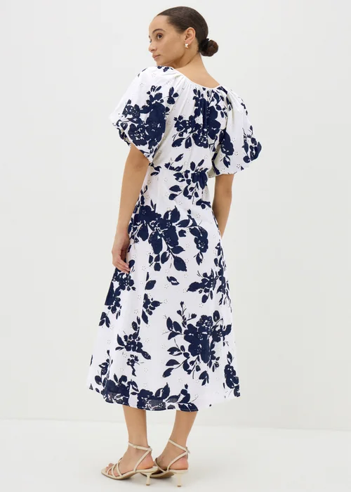 Navy Floral Broderie Anglaise Midi Tea Dress - 8 Image 2