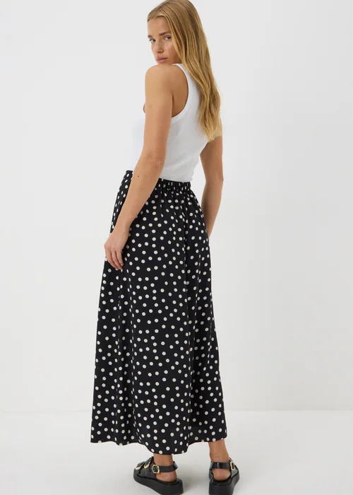 Black Monochrome Spot Flared Hem Midaxi Skirt - 8 Image 2