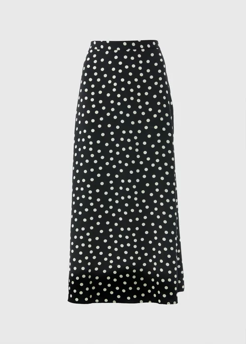 Black Monochrome Spot Flared Hem Midaxi Skirt - 8 Image 3