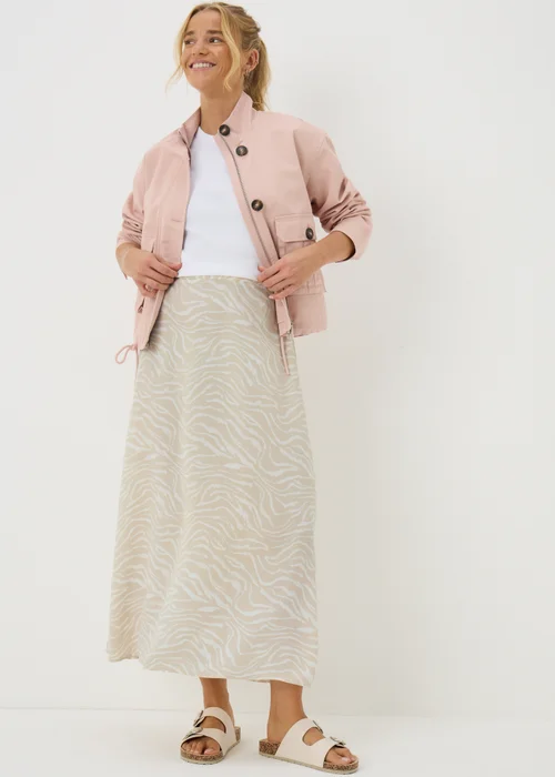 Cream Zebra Print Flared Hem Midaxi Skirt - 8 Image 1
