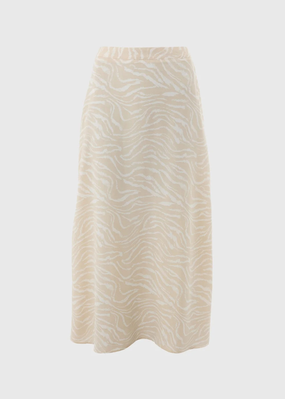 Cream Zebra Print Flared Hem Midaxi Skirt - 8 Image 2