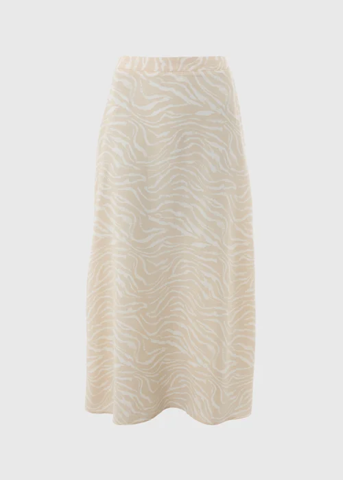 Cream Zebra Print Flared Hem Midaxi Skirt - 8 Image 2