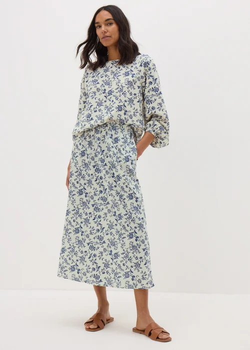 Blue Floral Midi Skirt - 8 Image 1