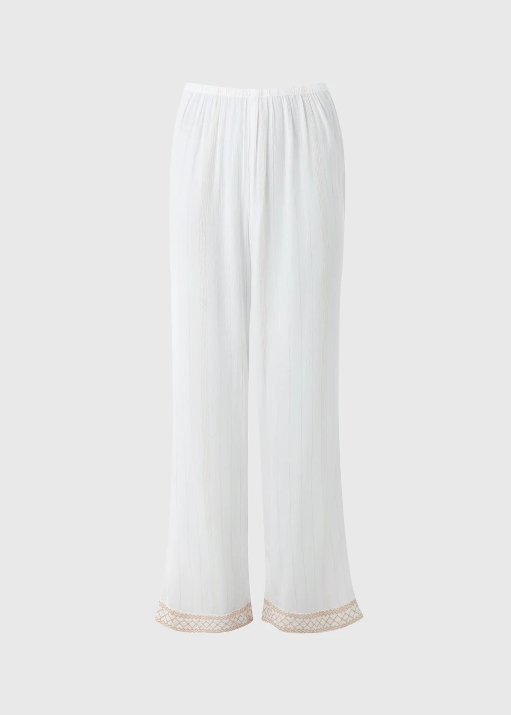 Cream Sparkle Embroidered Trousers - S Image 4