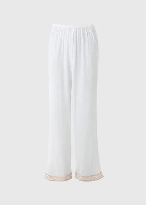 Cream Sparkle Embroidered Trousers - S Image 4
