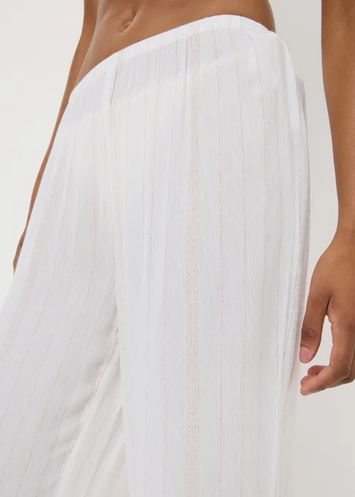 Cream Sparkle Embroidered Trousers - S Image 3