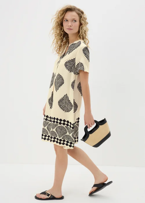 Black Monochrome Shell Tunic Beach Dress - 8 Image 1