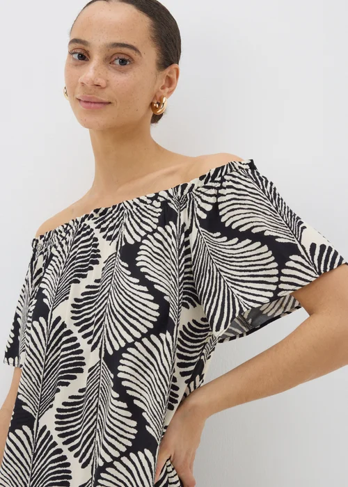 Black Monochrome Shell Bardot Mini Dress - 8 Image 3