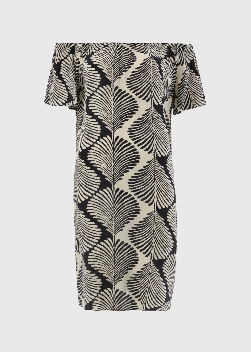 Black Monochrome Shell Bardot Mini Dress - 8 Image 4