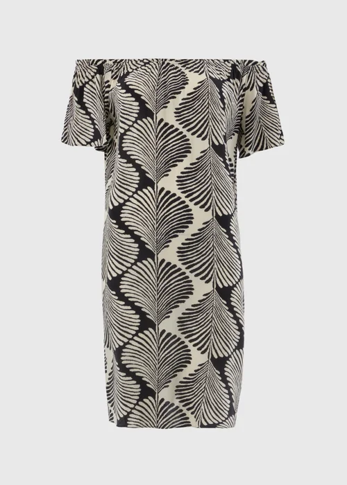 Black Monochrome Shell Bardot Mini Dress - 8 Image 4