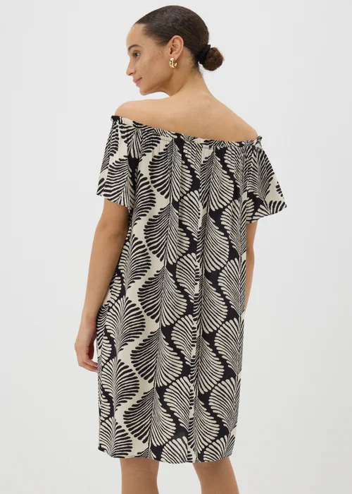 Black Monochrome Shell Bardot Mini Dress - 8 Image 2