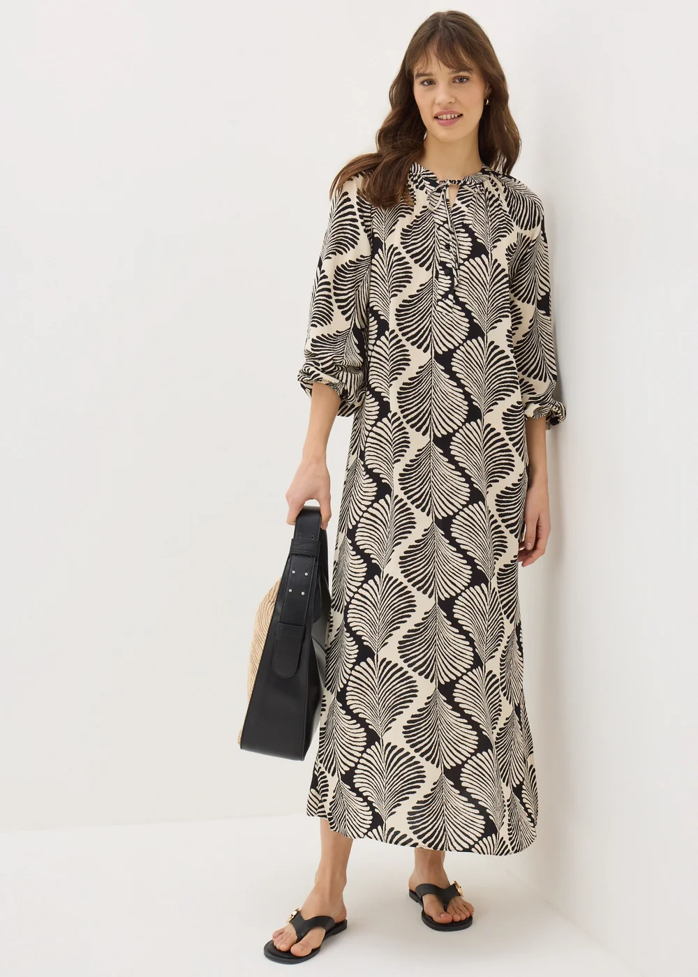 Black Mono Shell Print Tunic Dress - 8 Image 1