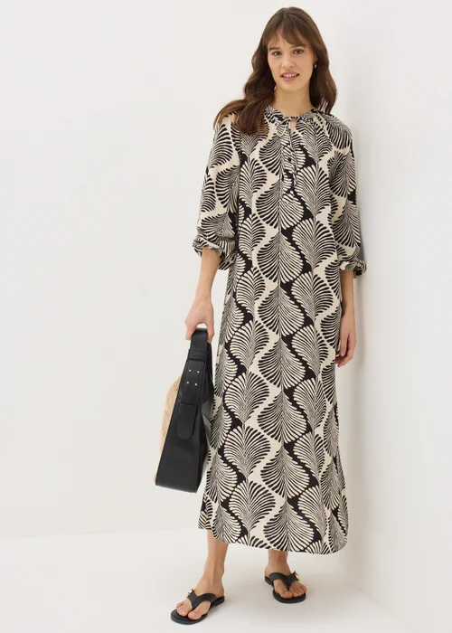 Black Mono Shell Print Tunic Dress - 8 Image 1
