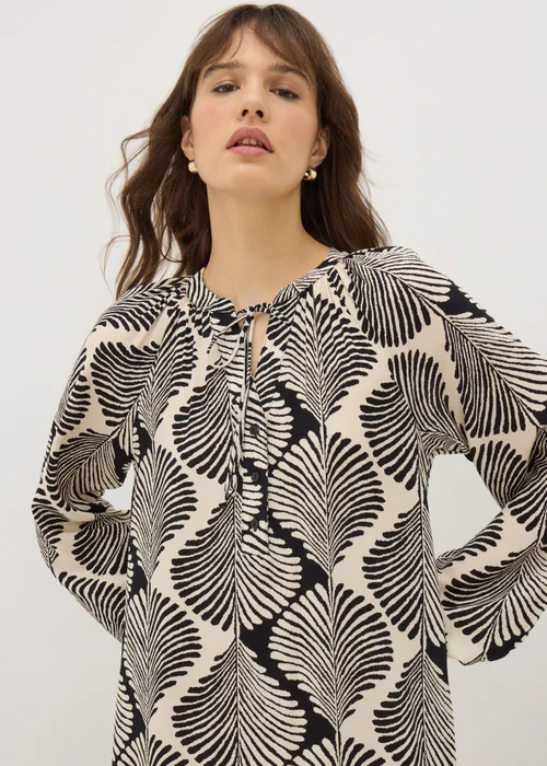 Black Mono Shell Print Tunic Dress - 8 Image 3