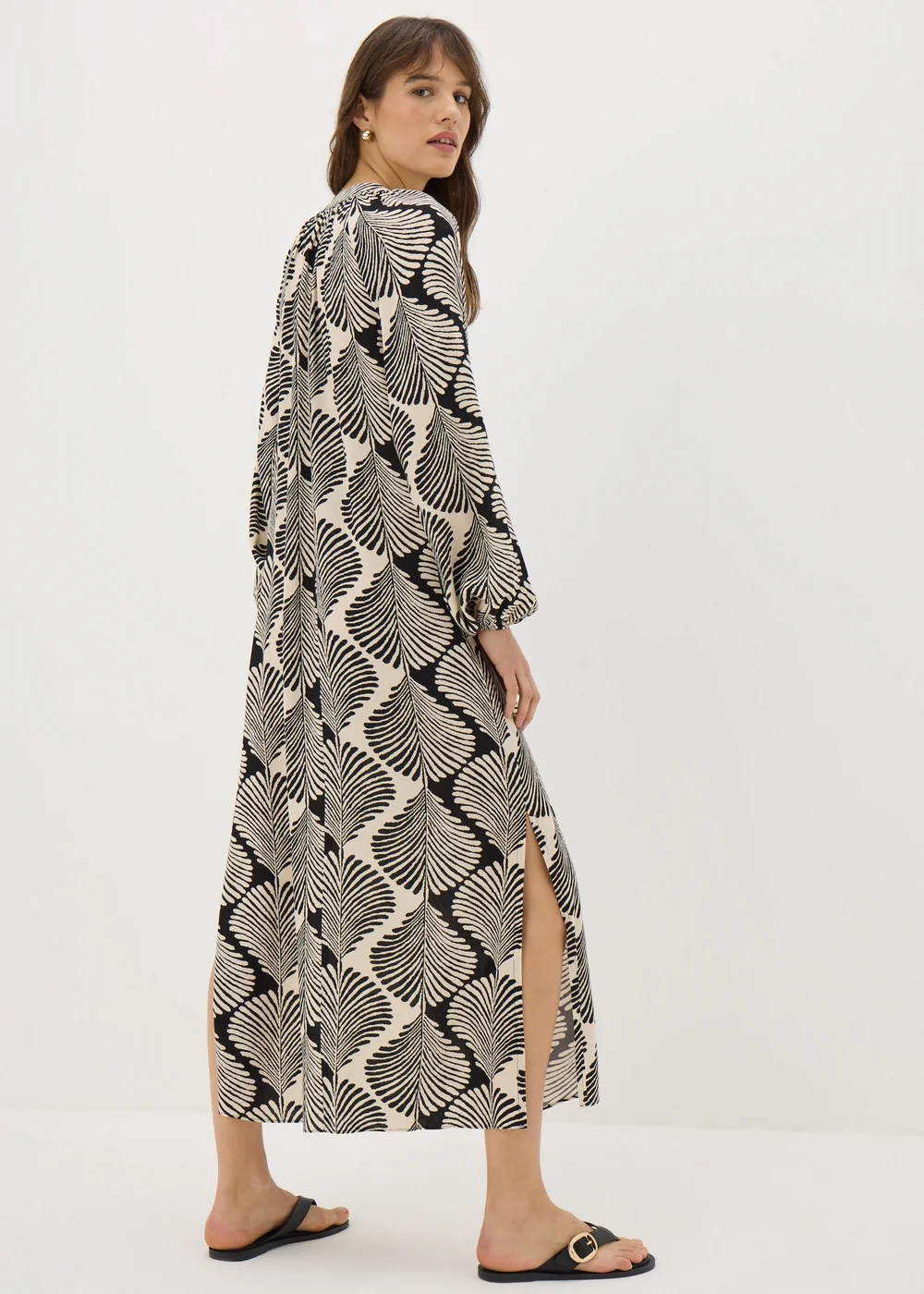 Black Mono Shell Print Tunic Dress - 8 Image 2