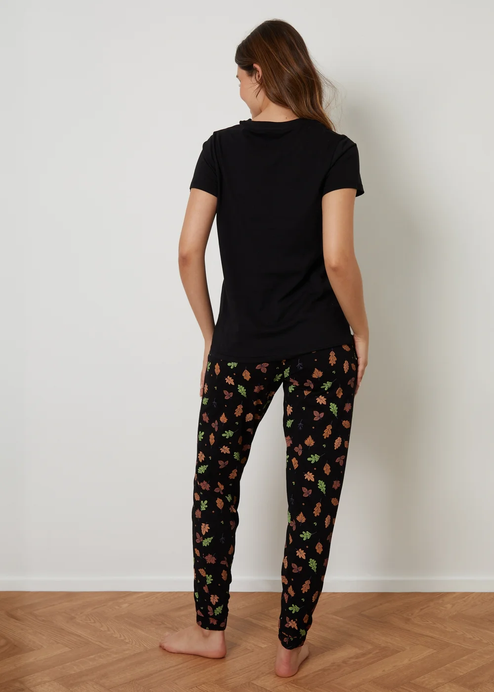 Threadbare Black Cotton Short Sleeve Autumn Pyjama Set - Size 8 Image 2