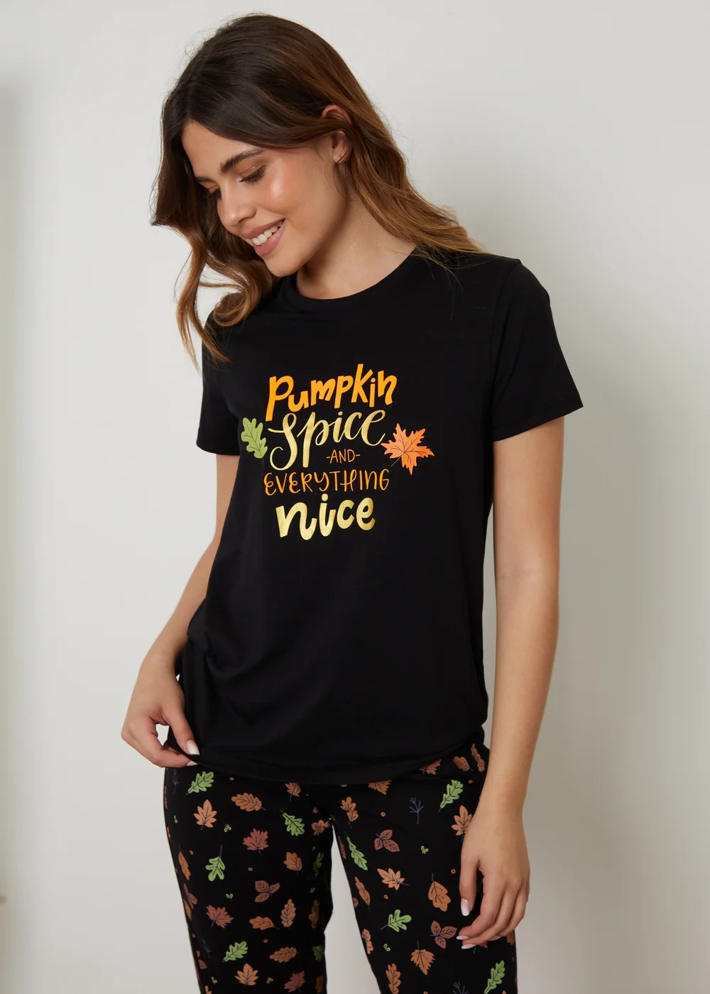 Threadbare Black Cotton Short Sleeve Autumn Pyjama Set - Size 8 Image 3
