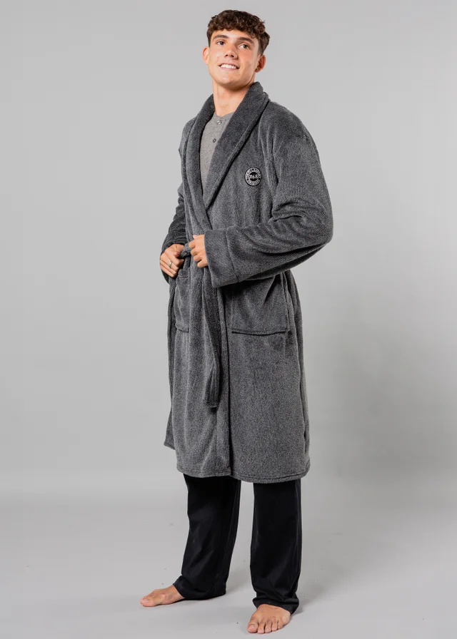 Tokyo Laundry Navy Plush Shawl Collar Dressing Gown