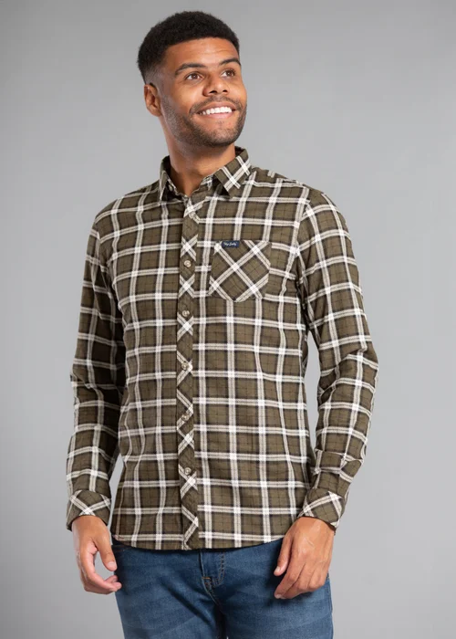 Tokyo Laundry Khaki Cotton Long Sleeve Flannel Shirt - S Image 1