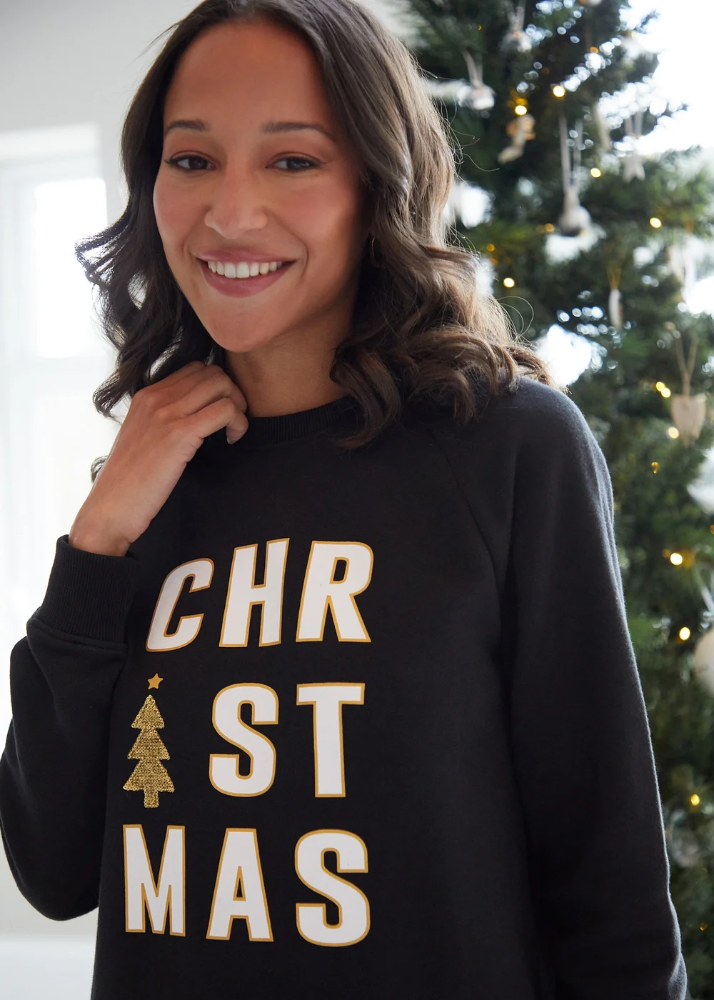 Threadbare Black Herold Christmas Slogan Longline Sweatshirt - 8 Image 3