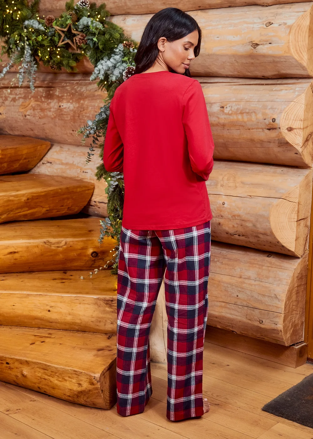 Threadbare Red Curve Season Cotton Christmas Check Pyjama Set - Size 20 Image 2