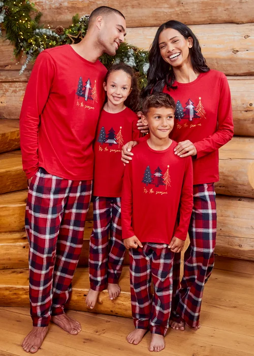 Threadbare Red Curve Season Cotton Christmas Check Pyjama Set - Size 20 Image 4