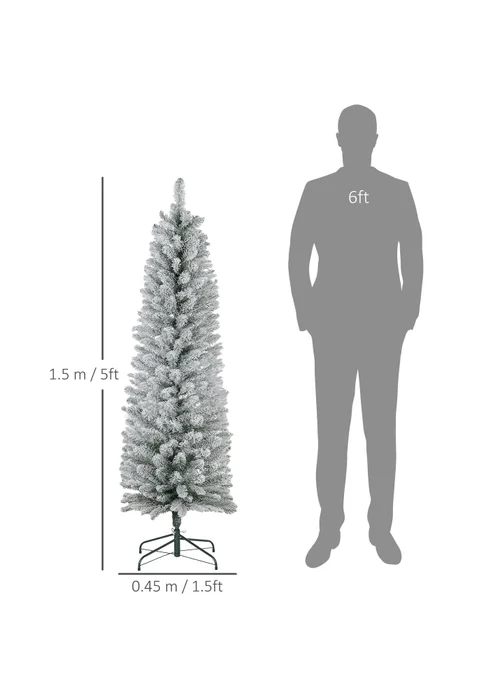 HOMCOM Artificial Pencil Christmas Tree with Snow Flocked Tips - Small Image 3