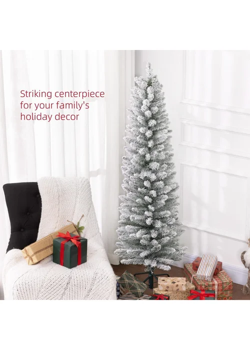HOMCOM Artificial Pencil Christmas Tree with Snow Flocked Tips - Small Image 4