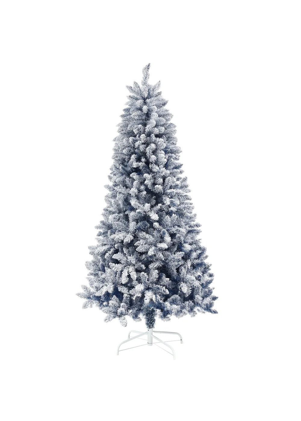 HOMCOM Artificial Blue Snow Flocked Christmas Tree - Large Image 1