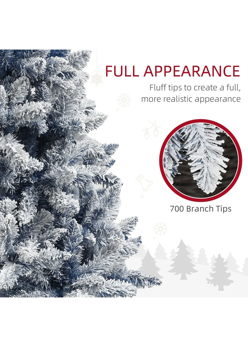 HOMCOM Artificial Blue Snow Flocked Christmas Tree - Large Image 5