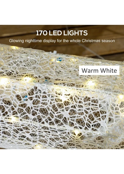 Outsunny White Light Up Reindeer & Sleigh Christmas Decoration 170 LED Lights - One Size Image 4