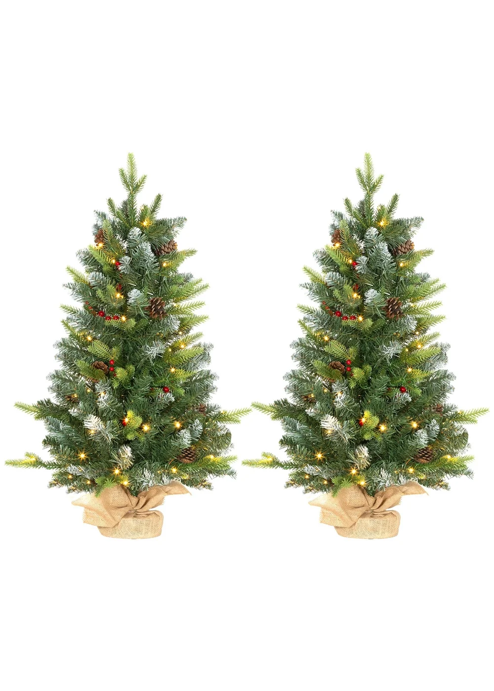 HOMCOM 2 Pieces 3' Prelit Artificial Tabletop Christmas Trees, LED Display - M Image 1