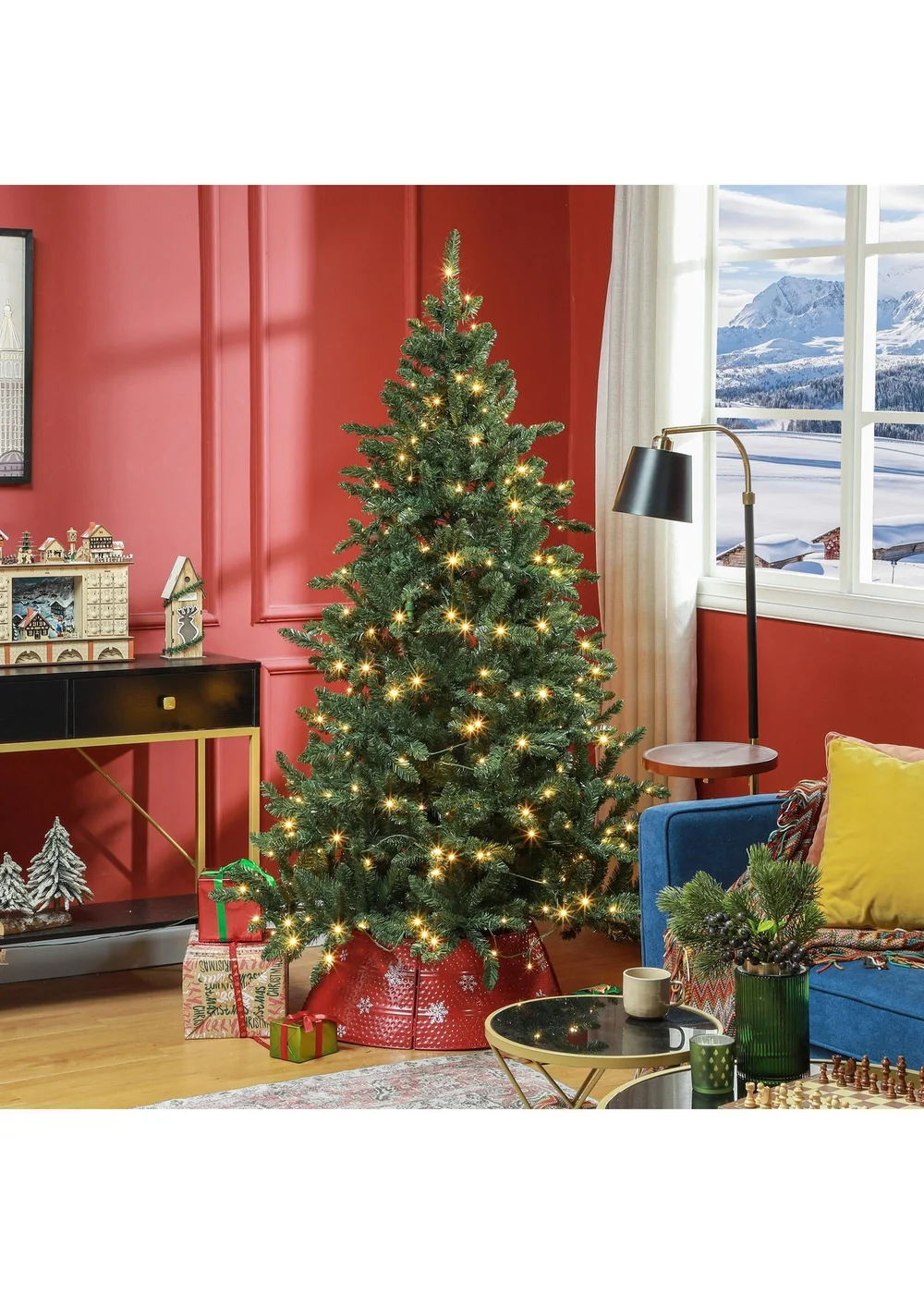 HOMCOM Green Artificial Christmas Tree with Light - One Size Image 2