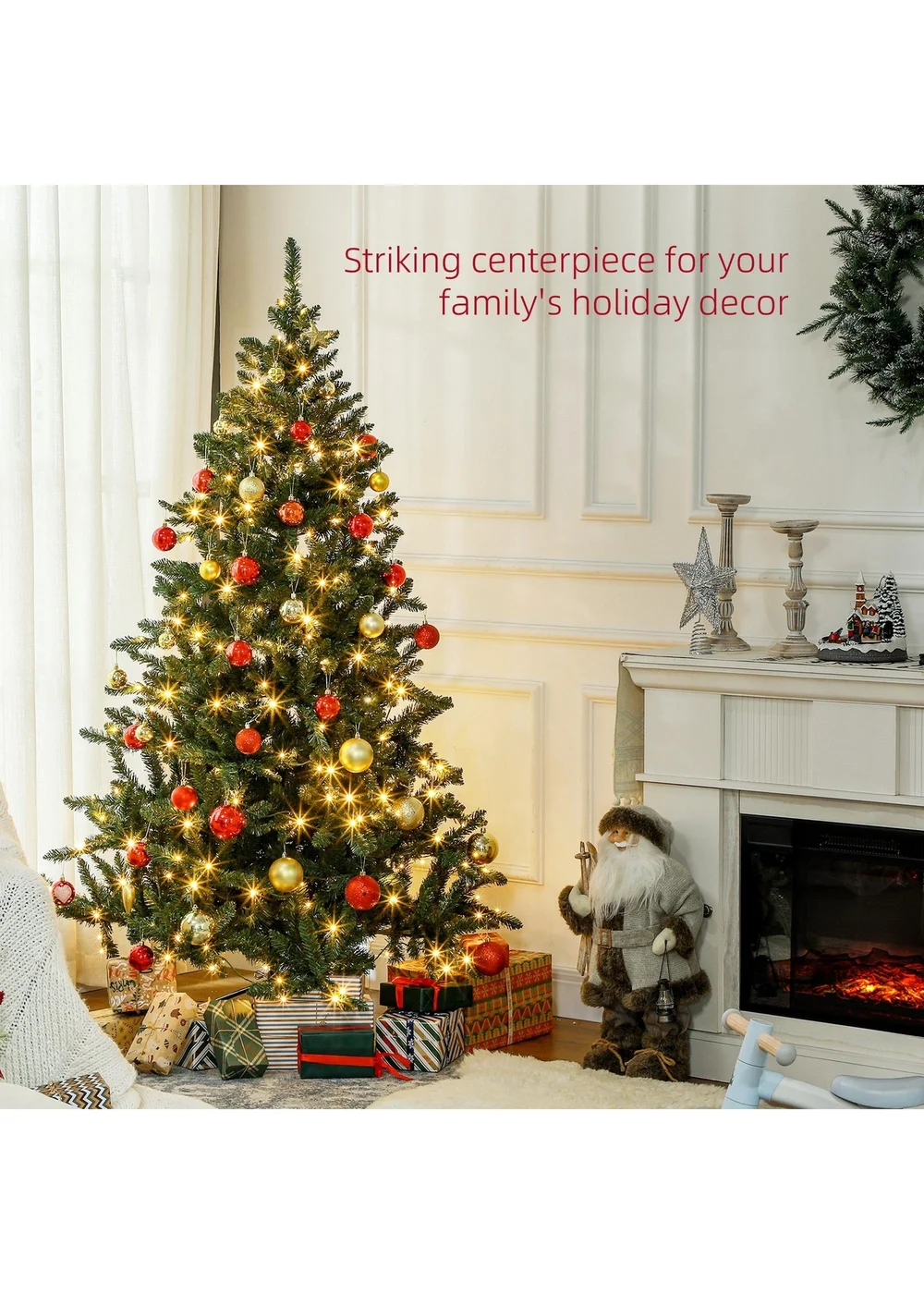 HOMCOM Green Artificial Christmas Tree with Light - One Size Image 4