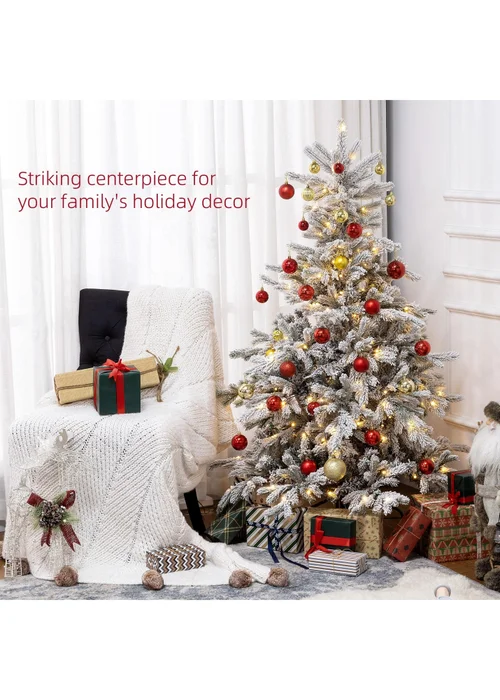 HOMCOM Green Artificial Christmas Tree with Snow Branches - One Size Image 4