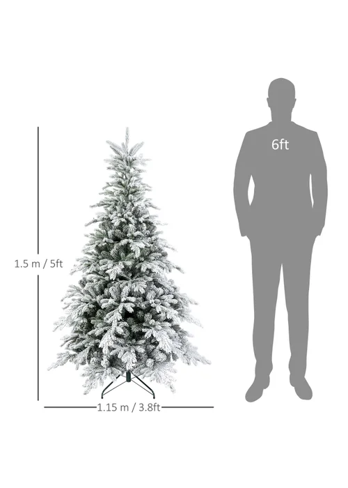 HOMCOM Green Artificial Christmas Tree with Snow Branches - One Size Image 3