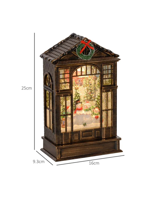 HOMCOM Brown Christmas Snow Globe Lantern with Lights - One Size Image 3