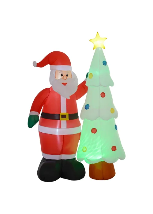 Outsunny Red Christmas Inflatable Decoration Santa Claus - One Size Image 1