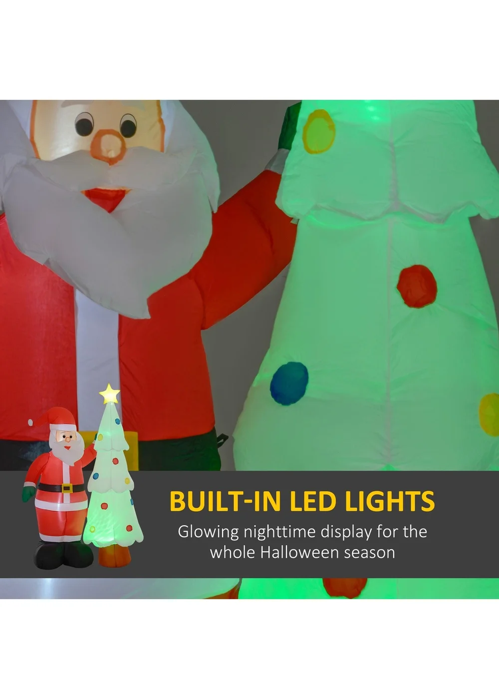 Outsunny Red Christmas Inflatable Decoration Santa Claus - One Size Image 4